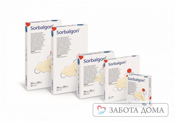 Повязка имеет широкий спектр использования – показана для лечения ран средней и высокой тяжести, трофических язв и тому подобных образований Сорбалгон